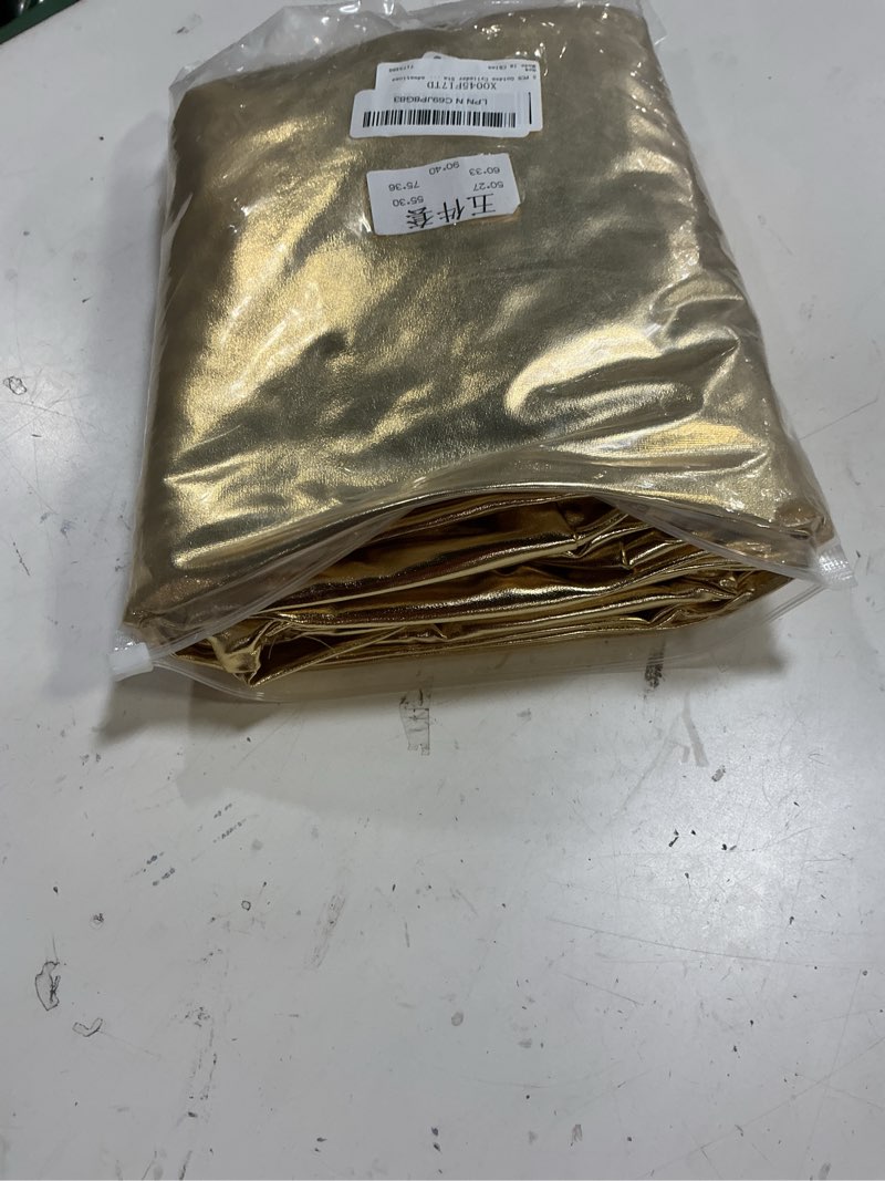 Condition photo showing Good Condition for lnrueg 5 pcs gold cylinder pedestal stand covers for party, assorted size elastic dessert table disp