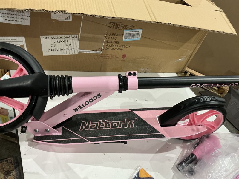 Condition photo showing Good Condition for nattork scooter for adults and teenagers - height-adjustable folding scooter with large, sturdy wheels for a smooth ride, lightweight, commuter scooter with handbrake and suspension