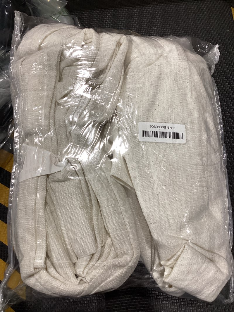 Condition photo showing Good Condition for beige linen pinch pleat curtains 84 inches long for living room 2 panels | beige cream, modern, 84 inch long, light filtering, privacy, bedroom, living room, burlap textured, memory shape, boho beige 40"w x 84"l (pack of 2)