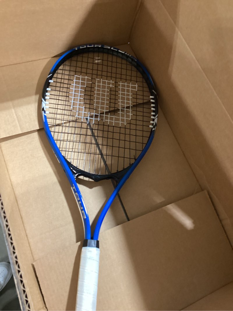 Condition photo showing Good Condition for wilson tour slam lite adult recreational tennis racket - grip size 3 - 4 3/8", blue/black
