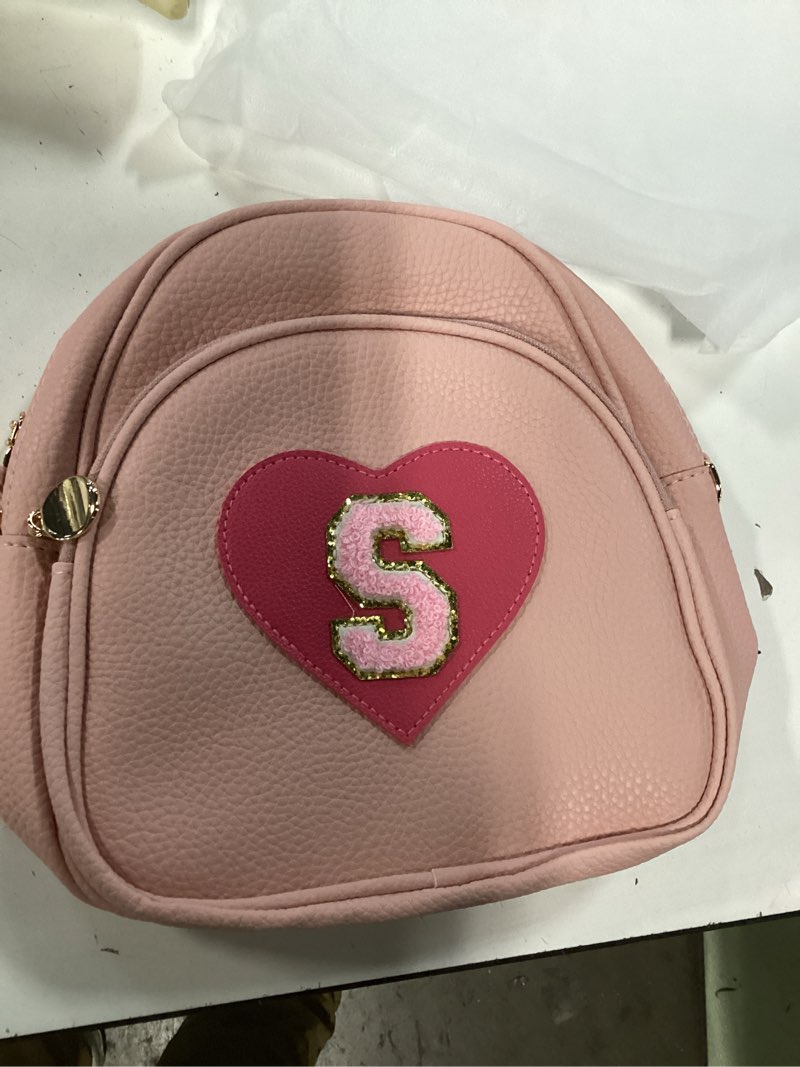 Condition photo showing Good Condition for birthday gifts for kids gifts for girls little girl initial mini heart backpack purse crossbody bag with tassel?pink-s pink s