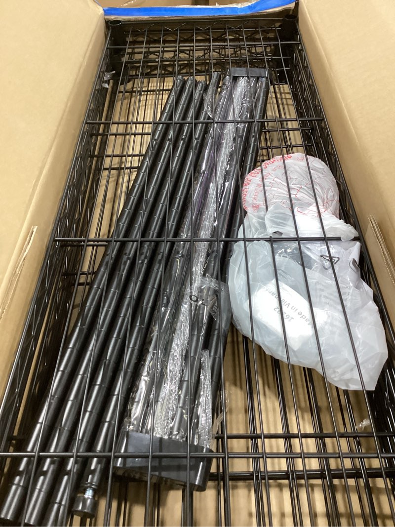 Condition photo showing Good Condition for bestoffice | 4-tier wire storage shelves | 36x14x54 | black | with adjustable racks | heavy-duty metal shelf, holds upto 1000 lbs | no-tool assembly | ideal for home & garage shelving black 36"d x 14"w x 54"h