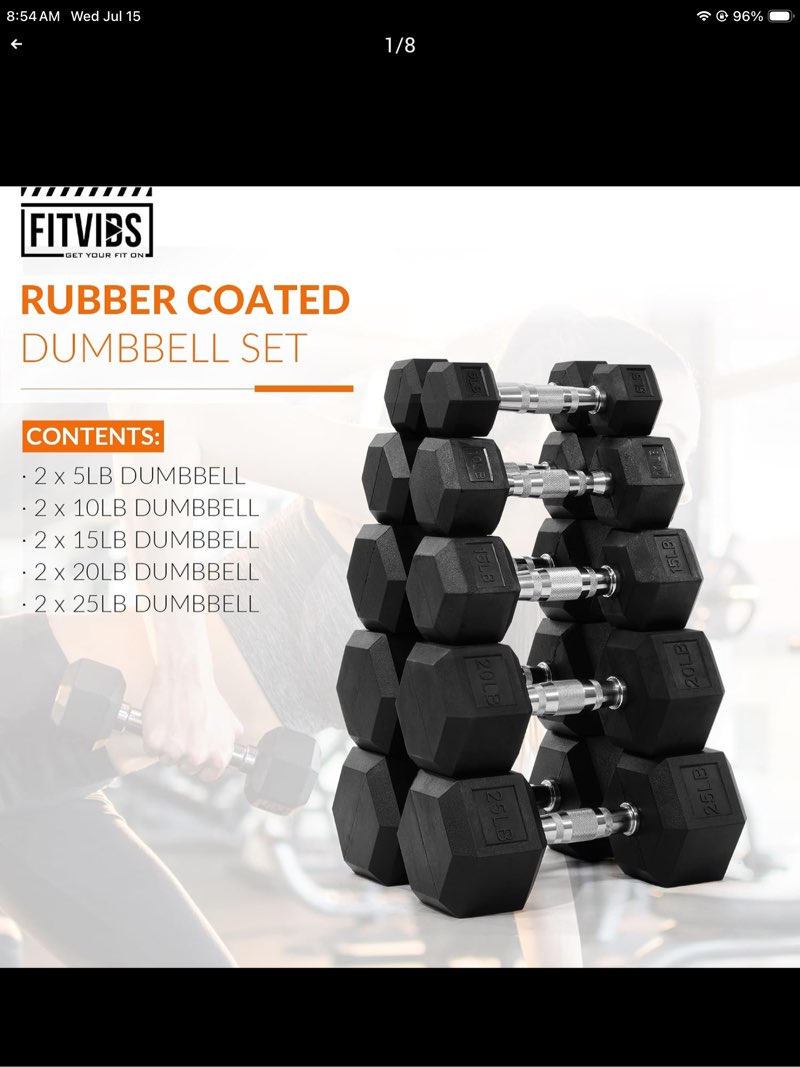 fitvids rubber encased hex dumbbell set