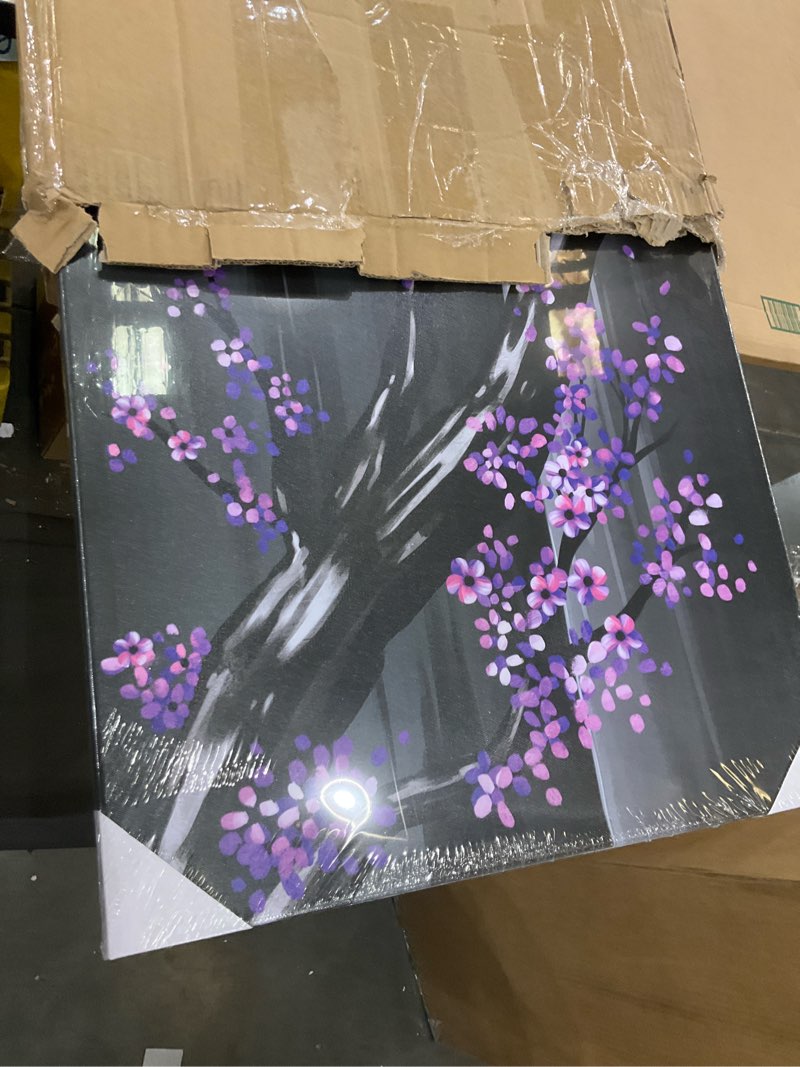 Condition photo showing Good Condition for KLVOS Framed Abstract Tree Painting Cherry Blossom Purple Flower Canvas Art for Modern Home Wall Decoration Giclee Prints on Canvas Stretched Ready to Hang 20" W x 48" L (Purple)