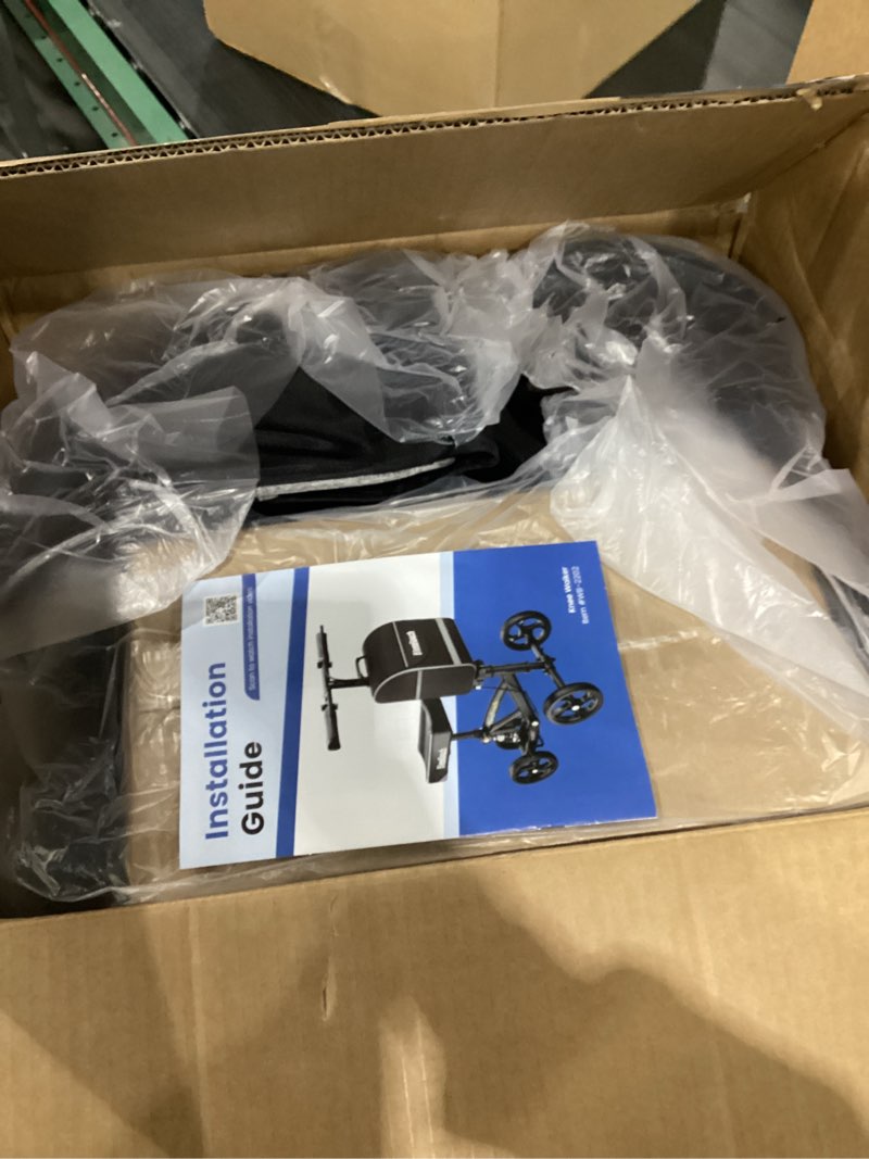 Condition photo showing Good Condition for Steerable Knee Walker Deluxe Medical Scooter for Foot Injuries Compact Crutches, with Dual Rear on-Wheel Brake and Shock Absorption Under The Knee pad, Black