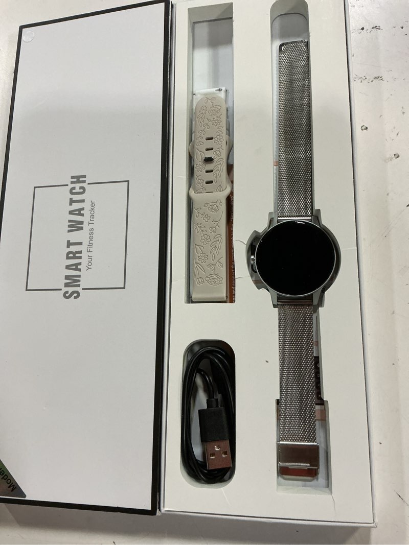Condition photo showing Good Condition for smart watch for women(answer/make calls), 1.27" hd screen fitness tracker with heart rate/sleep monitor, 130+ sport modes ip68 waterproof activity tracking, smartwatch for android iphone, silver