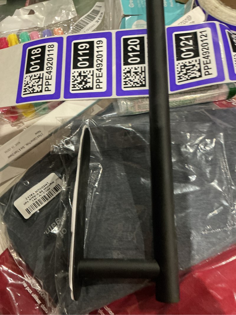 Condition photo showing As Is for paper towel holder, self adhesive or drilling paper towel holder under cabinet, stainless steel black paper towel holders wall mount for kitchen, bathroom, sink, pantry, fridge