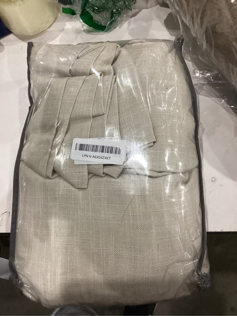 Condition photo showing As Is for Flax Linen 86 Inches Long Curtains 2 Panels Set Pinch Pleated Thick Linen Drapes for Living Room Bedroom Pinch Pleat Back Tab Light Filtering Boho Farmhouse Beige Tan Window Curtains 86 Inch Length Linen 50"W x 86"L (Pack of 2)