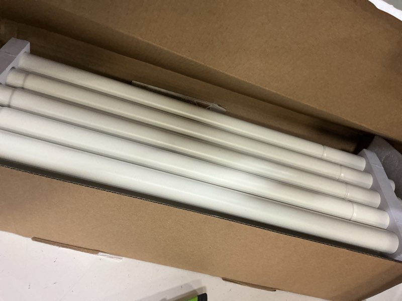 Condition photo showing New/Like New for white double curtain rods for windows 48 to 84, usfook room darkening wrap around curtain rod 32 to 86, 3/4 inch curtain poles for living room and bedroom 48-84" white