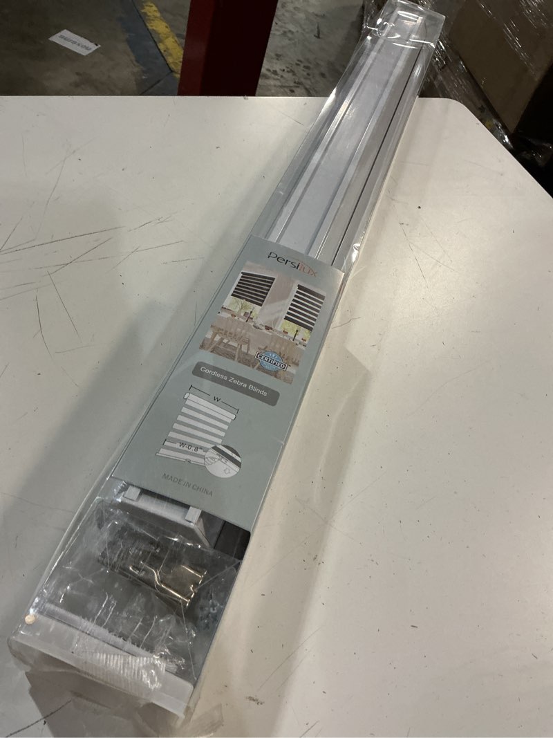 Condition photo showing Good Condition for persilux dual layer polyester window shade, cordless zebra blinds, white, 35.5" w x 64" h, light filtering, safe for kids & pets, room darkening, thermal insulated 35.5"w x 64"h white