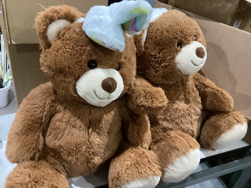 Condition photo showing Good Condition for playright jumbo bear with bunny ears plush (pcs 2)