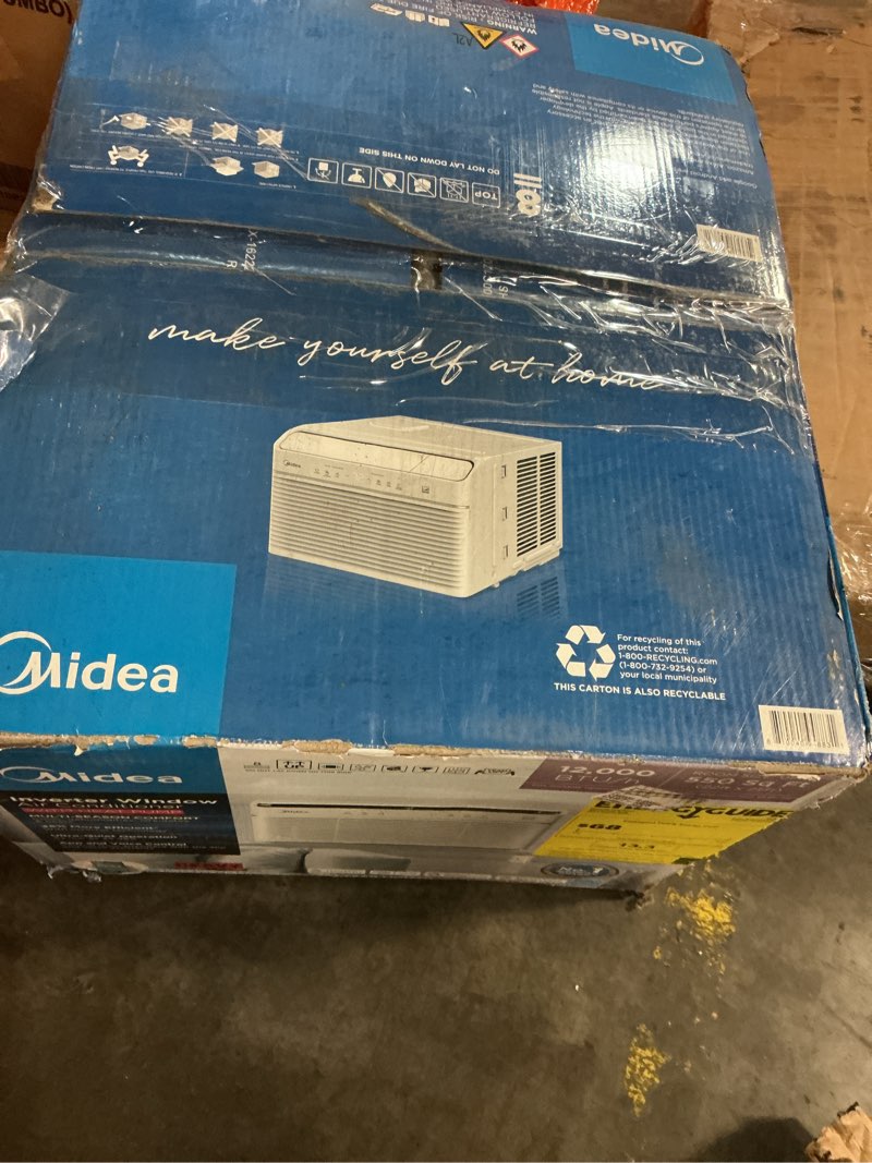 Condition photo showing Good Condition for Midea 12,000 BTU Smart Inverter Air Conditioner Window Unit with Heat and Dehumidifier – Cools up to 550 Sq. Ft., Energy Star Rated, Quiet Operation, Electronic Controls, Remote Control, White 12,000 BTU with Heat