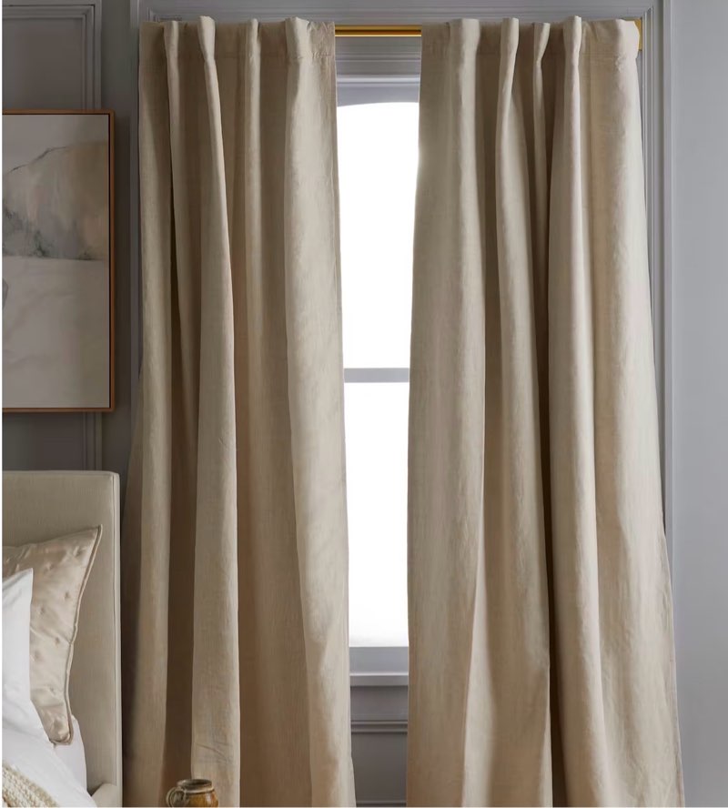 quince european linen curtain 96”x108” flax