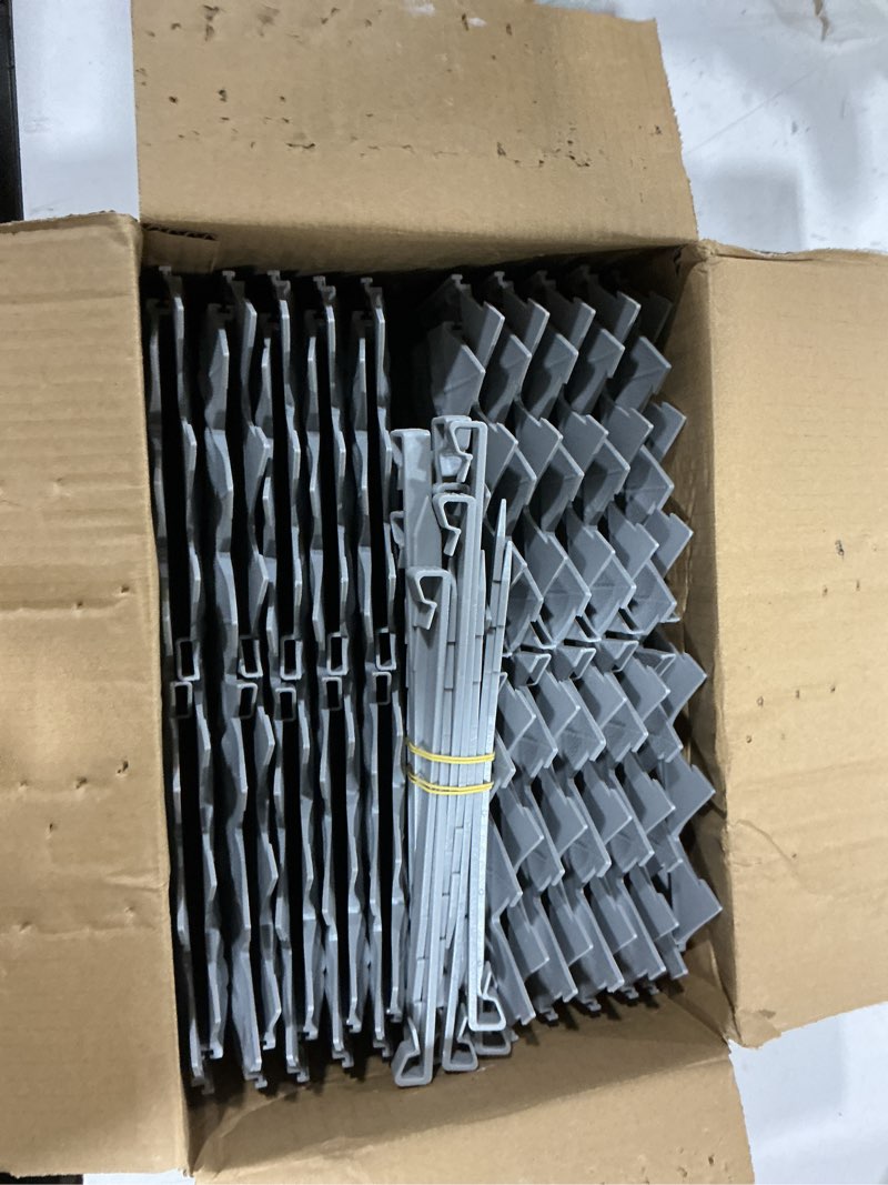 Condition photo showing Good Condition for 20pcs garden edging border, 21ft marbled design garden landscape edging borders with 20 pcs stakes, plastic garden fence lawn edging border for flower bed, yard, patio, and pathway landscaping