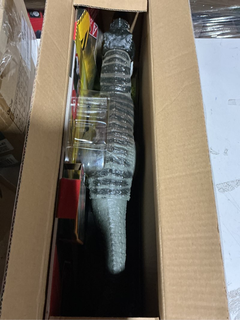 Condition photo showing New/Like New for mattel jurassic world rebirth power devour tyrannosaurus rex dinosaur figure with tongue activated constant chomp, lights & sounds, digital play