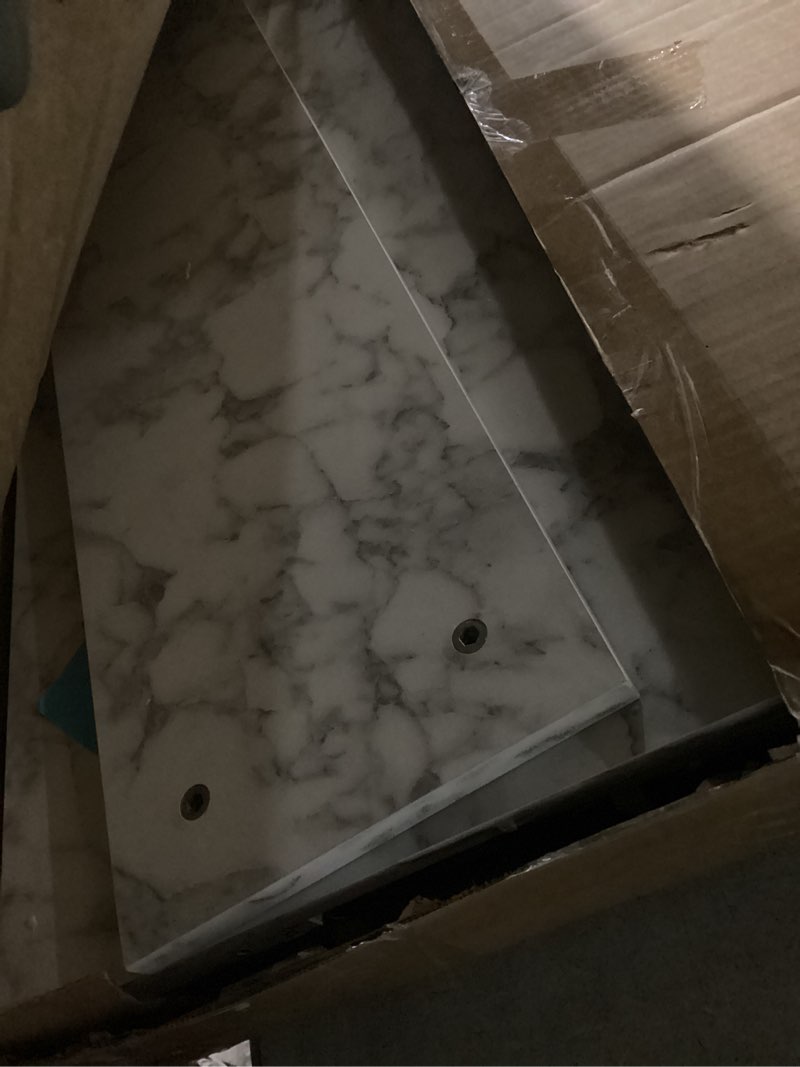 Condition photo showing Good Condition for ODK Small Desk, 27.5 Inch Computer Desk for Small Spaces, Kids Desk with Storage, Study Table with Monitor Stand for Homeschool, White Marble + Gold Leg White Marble 27.5 inch