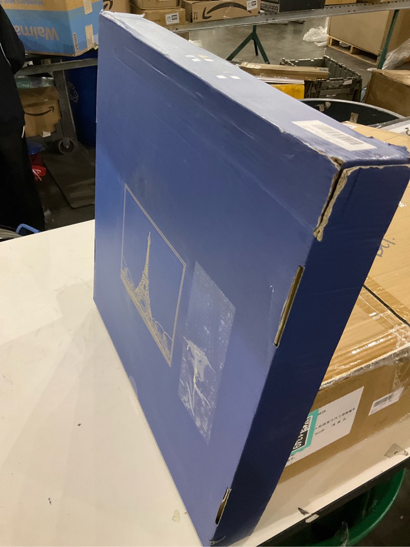 Condition photo showing As Is for 18" Lazy Susan Oak Wood Turntable Organizer for Cabinet, Farmhouse Round Wooden Large Lazy Susan Organization and Storage for Dining Table, Pantry, Kitchen, Countertop, Cupboard, Home Decor Brown & Black 18