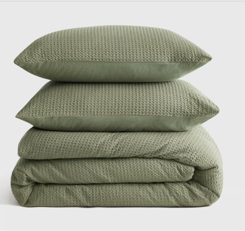 quince organic luxe honeycomb duvet cover set ( twin) 