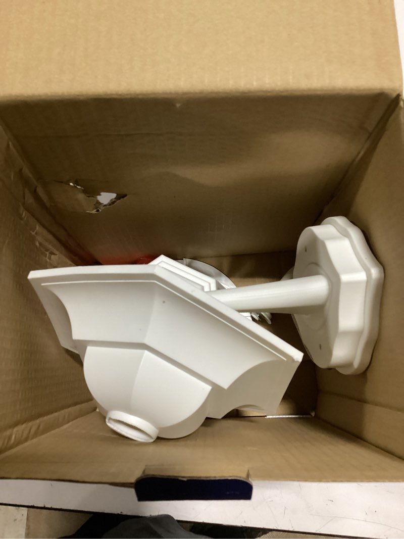 Condition photo showing As Is for project source matlen 1 -light 14.25-in h matte white hardwired outdoor wall light