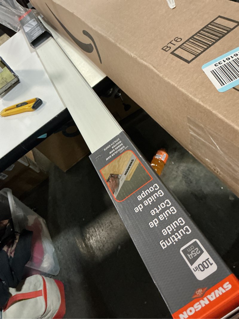 Condition photo showing New/Like New for Swanson Tool Co CG100 Anodized Aluminum 100 inch Cutting Guide with joiner bar, (2) C-clamps and (4) thumb screws