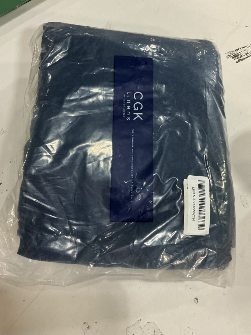 Condition photo showing As Is for Extra Deep Queen Sheet Set - 6 Piece Breathable and Cooling Sheets - Hotel Luxury Bedding for Women, Men, Kids & Teens - Easy & Secure Fit - Soft, Wrinkle Free & Comfy - Extra Deep Pockets - Navy Blue 24 - Navy Blue Queen