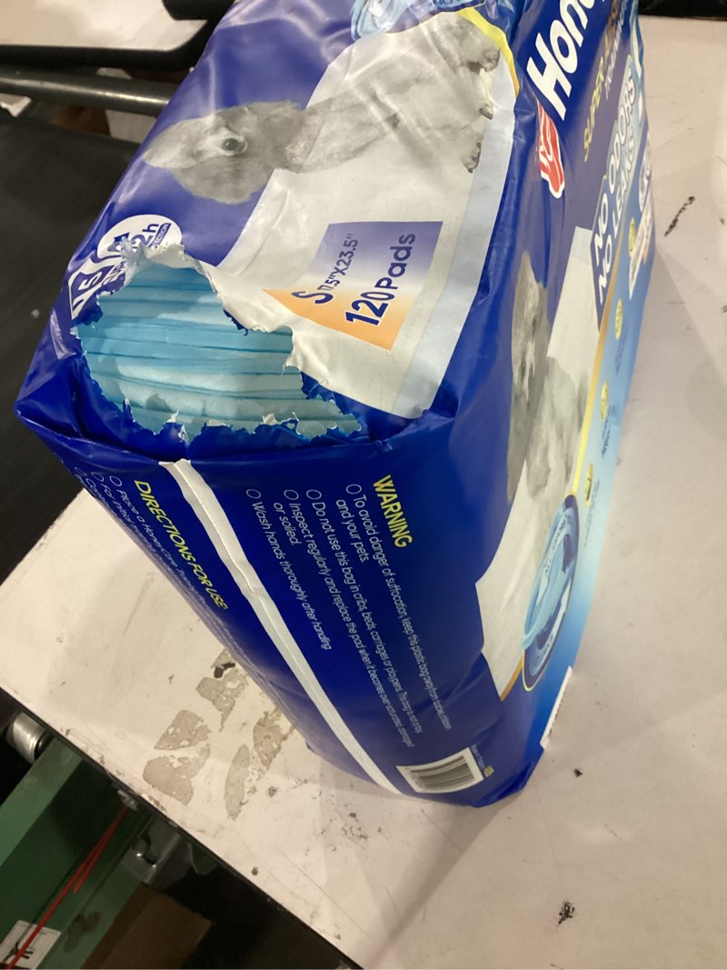 Condition photo showing New/Like New for honey care all-absorb, small 17.5" x 23.5", 120 count, dog and puppy training pads, ultra absorbent and odor eliminating, leak-proof 5-layer potty training pads with quick-dry surface, blue, a05 small - 17.5" x 23.5" 120.0