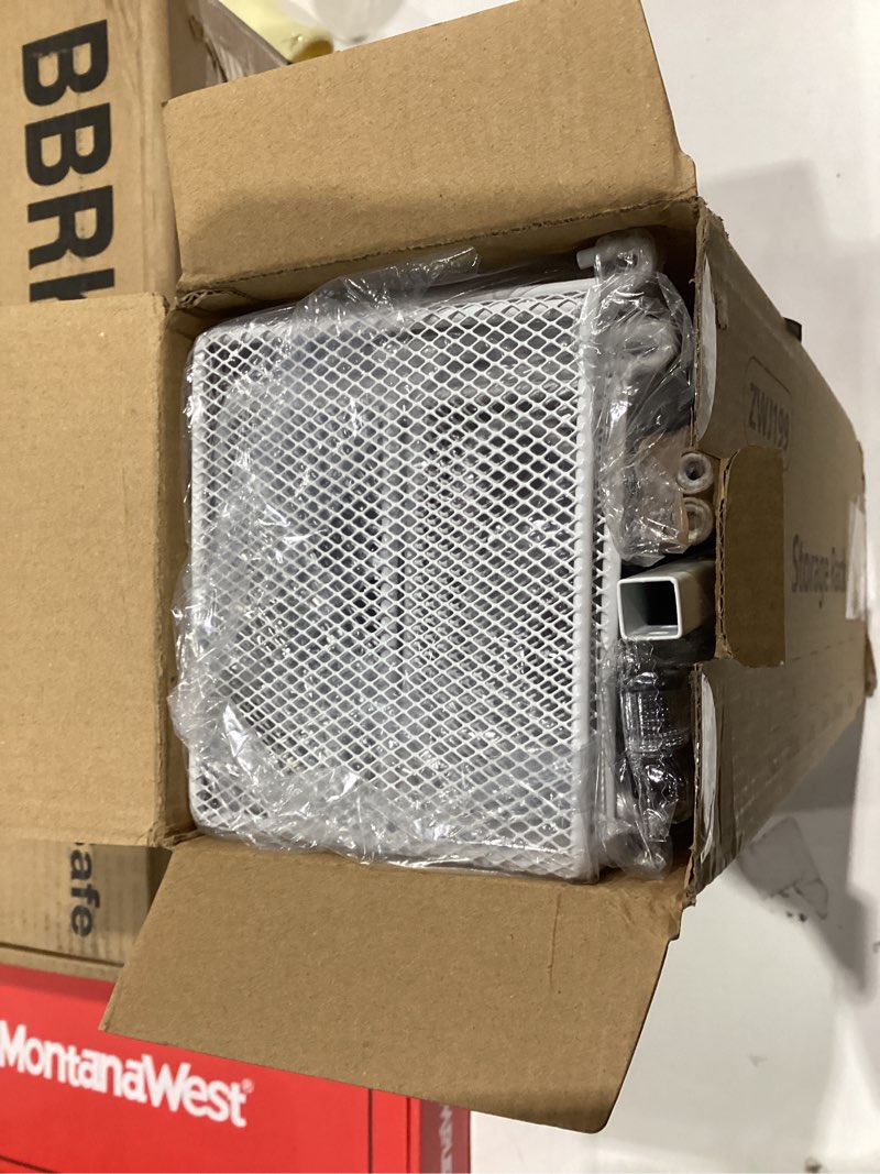 Condition photo showing New/Like New for Consumest Over The Door Hooks Organizer - 4 Tier Door Coat Rack with 3 Baskets and 12 Hooks, Stainless Steel Towel Hanger for Bedroom, Bathroom, Living Room, White White-12 Hook 3 Basket