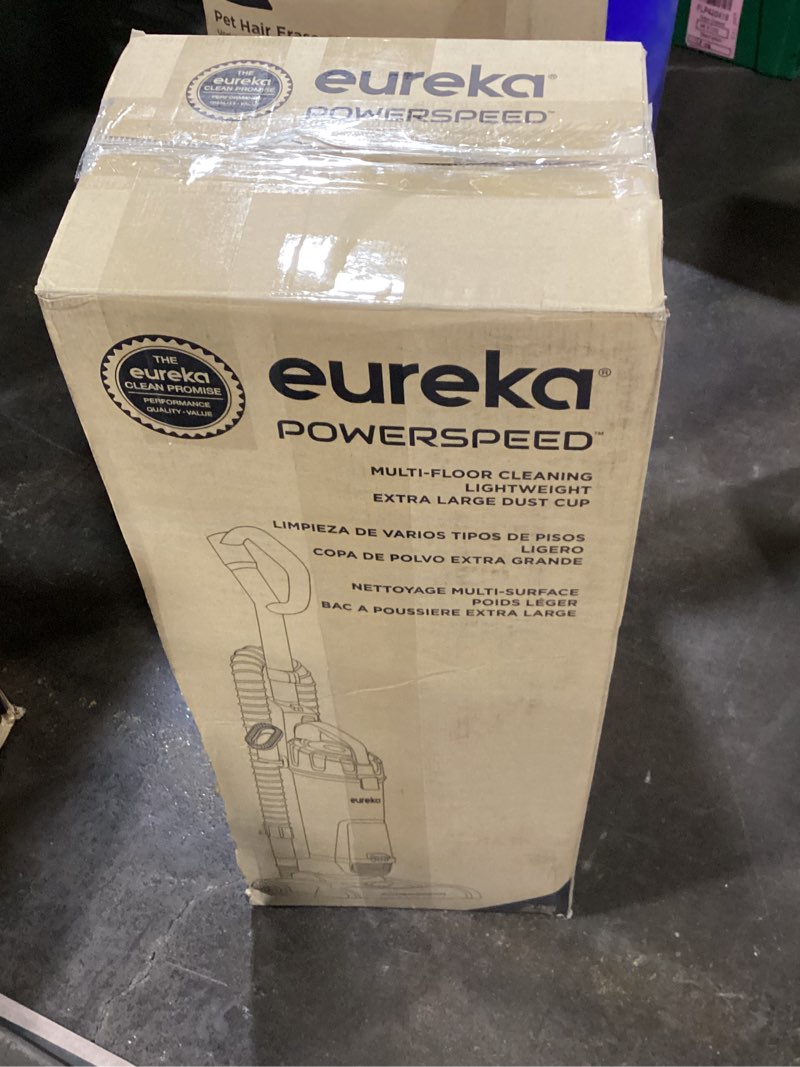 Condition photo showing As Is for Eureka Lightweight Powerful Upright Vacuum Cleaner for Carpet and Hard Floor, PowerSpeed, New Model,Blue,black/New Model