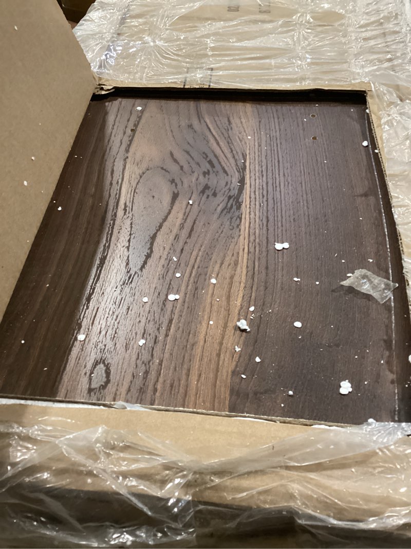 Condition photo showing As Is for sauder 5 tier book shelf wooden bookcase multipurpose bookshelf for home office, living room, in gra