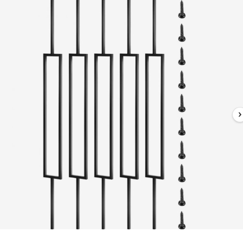  VEVOR Deck Balusters, 10 Pack Metal Deck Spindles, 44"x0.5" Staircase Baluster With Screws, Iron Deck Railing for Wood and Composite Deck, Stylish Black Baluster for Outdoor Stair Deck Porch