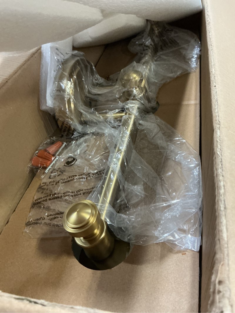 Condition photo showing New/Like New for bathroom vanity light fixtures, traditional aged brass 3 lights wall sconce lighting with opal glass shade, porch wall mount light fixture for bathroom, mirror cabinets hallway stairs aged brass 3-light