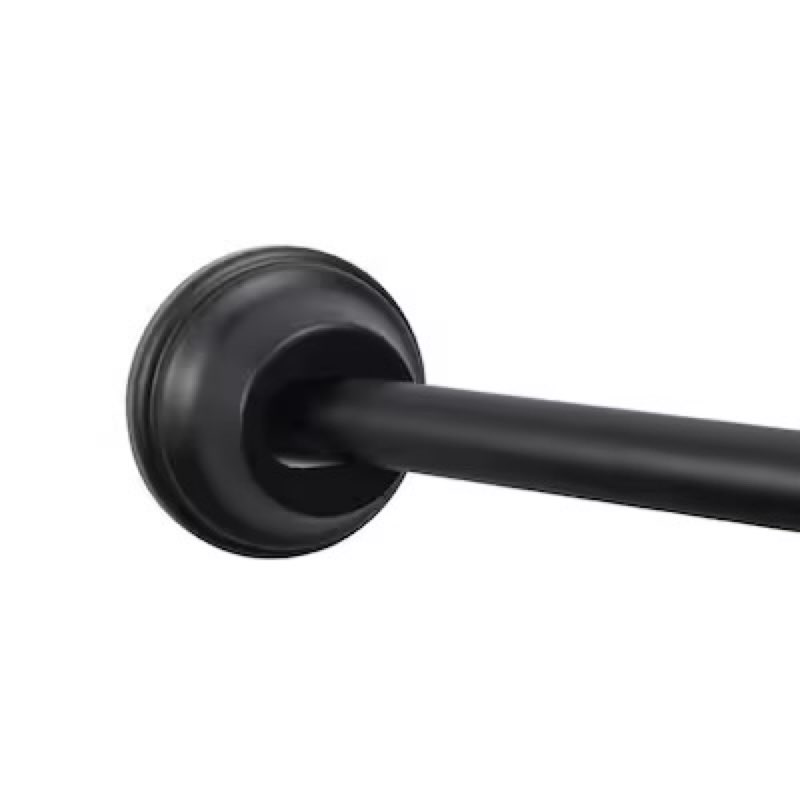 allen + roth 44-in to 72-in Matte Black Fixed or tension Single curve Adjustable Shower Curtain Rod