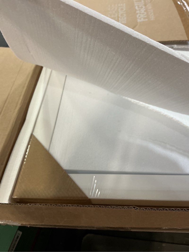 Condition photo showing Good Condition for Frame Amo 24x32 White Solid Wood Poster Frame, White Mat for 20x28 Image, Tempered Glass Front, 1.5 inch Wide, 1 inch Thick, High-End, Heavy-Duty, Gallery Grade & Acid-Free White 24x32