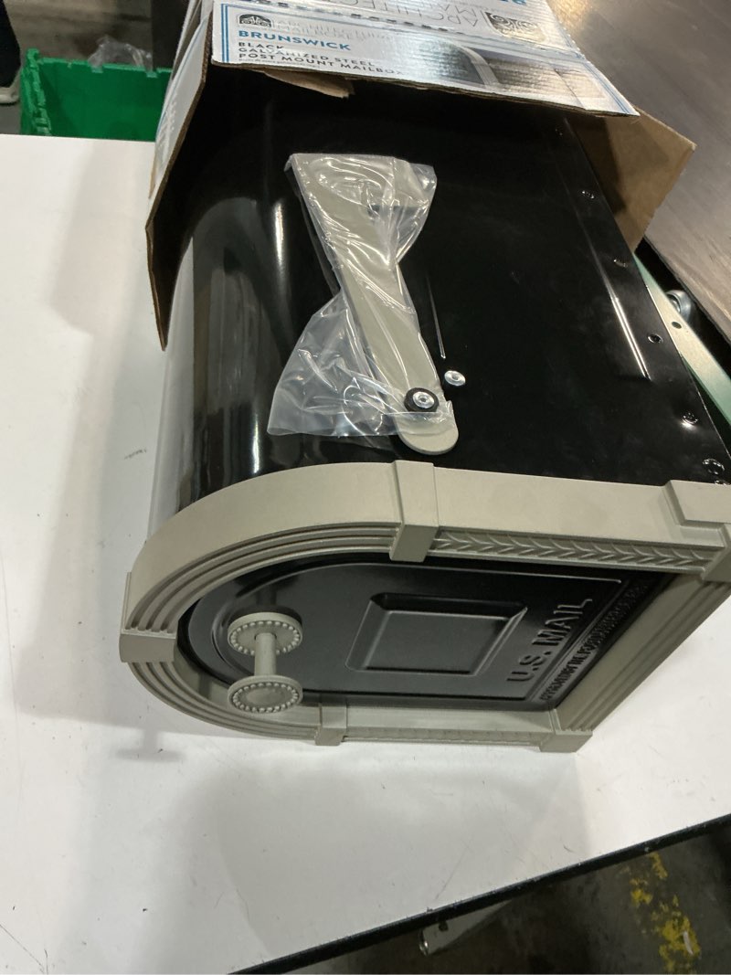 Condition photo showing Good Condition for architectural mailboxes post mount black metal large mailbox