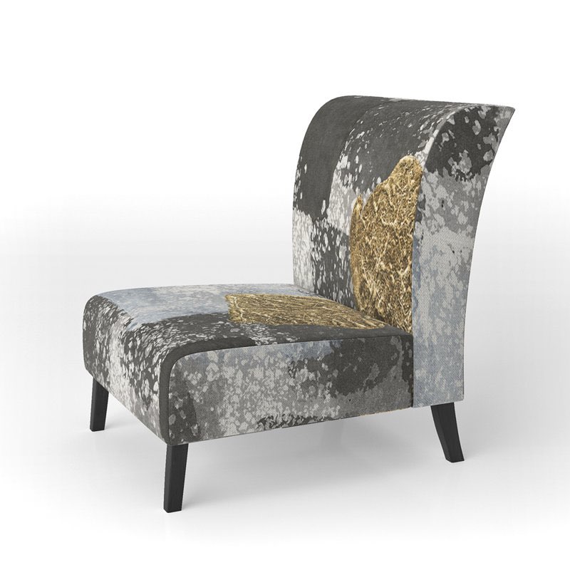 Gold Glamour Squares I - Modern Upholstered Slipper Chair
