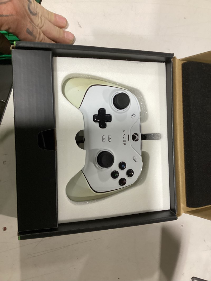 Condition photo showing As Is for razer wolverine v2 wired gaming controller for xbox series x|s, xbox one, pc: remappable front-facing buttons - mecha-tactile action buttons and d-pad - trigger stop-switches - white