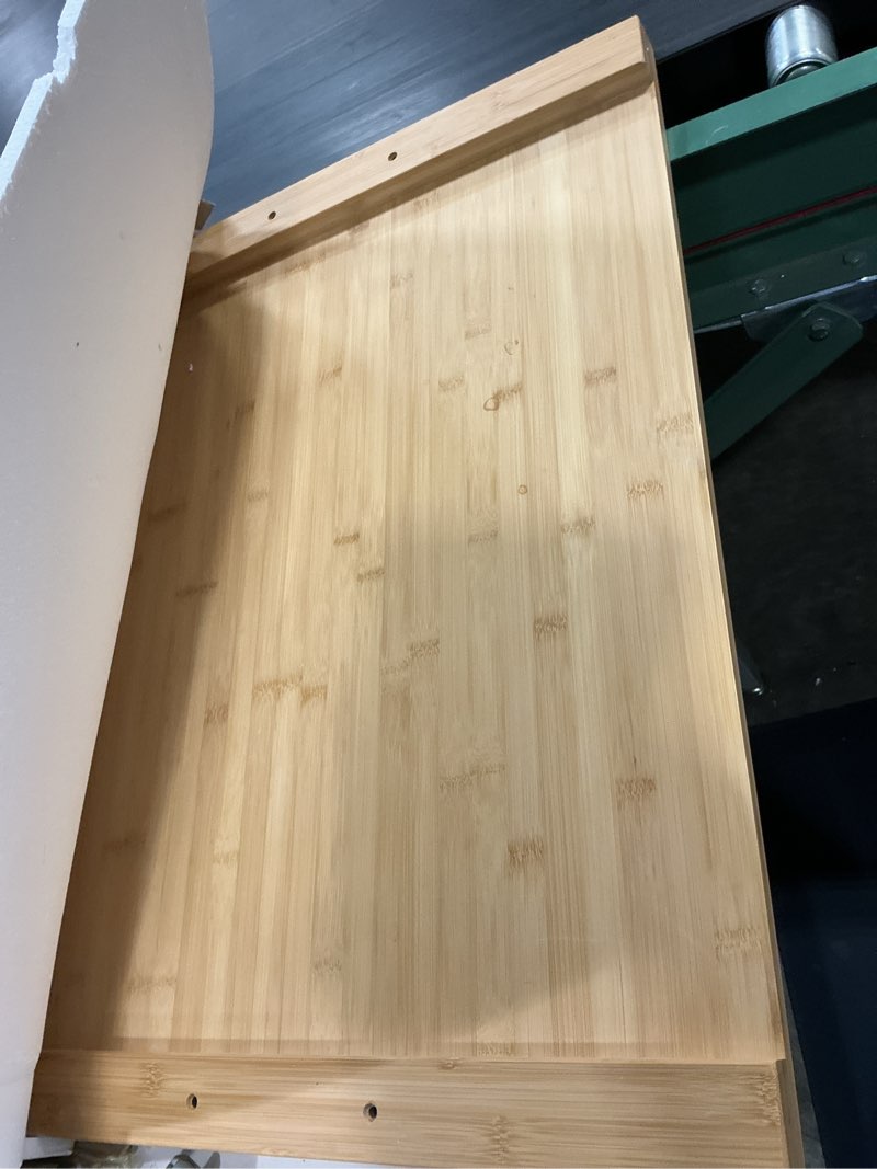 Condition photo showing As Is for gashell noodle board wood stovetop cover with handles for electric/gas stove top(bamboo) natutal bamboo