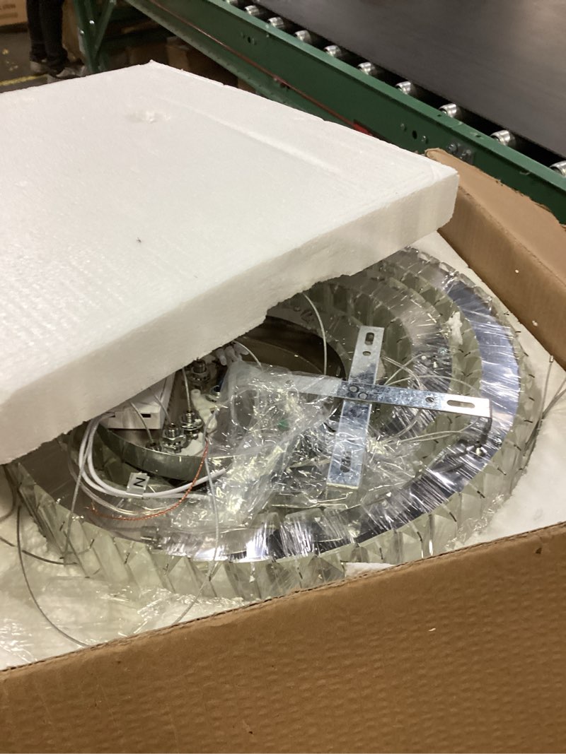 Condition photo showing As Is for CLAIRDAI LED Chandeliers Crystal Chandeliers High Brightnes 4 Rings Adjustable Stainless Pendant Lighting Chandeliers for Bedroom Living Room Dining Room Dia 5.9-9.8"-13.8"-17.7" 6500K Cool White 060-CW