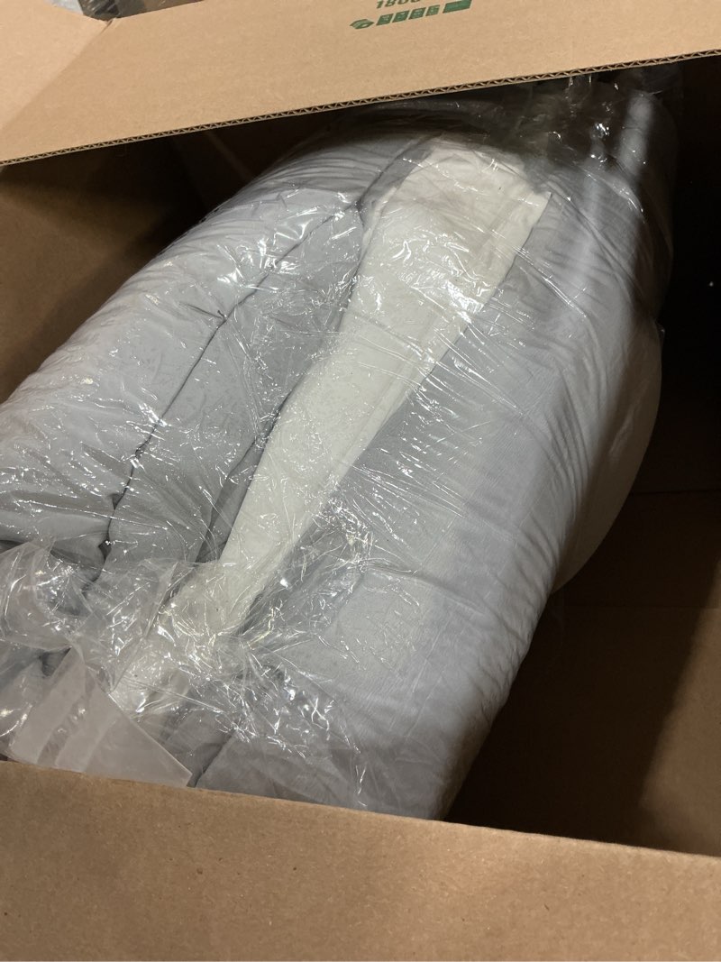 Condition photo showing Good Condition for andency light grey california king comforter set - 7 pieces gray cal king bedding comforter sets, summer plain soft lightweight comforter with fitted sheets, flat sheets, pillowcases & shams 11 - light grey california king (104"x96")