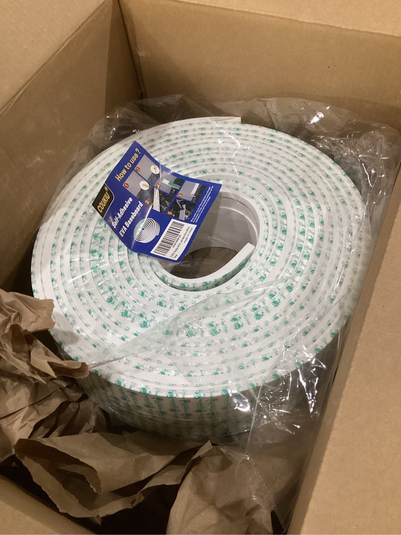 Condition photo showing Good Condition for coukiu flexible baseboard molding trim, peel and stick rubber wall base moulding trim, 4 inch x 32.8 feet self-adhesive vinyl cove base (extra white) 4in x 32.8ft extra white