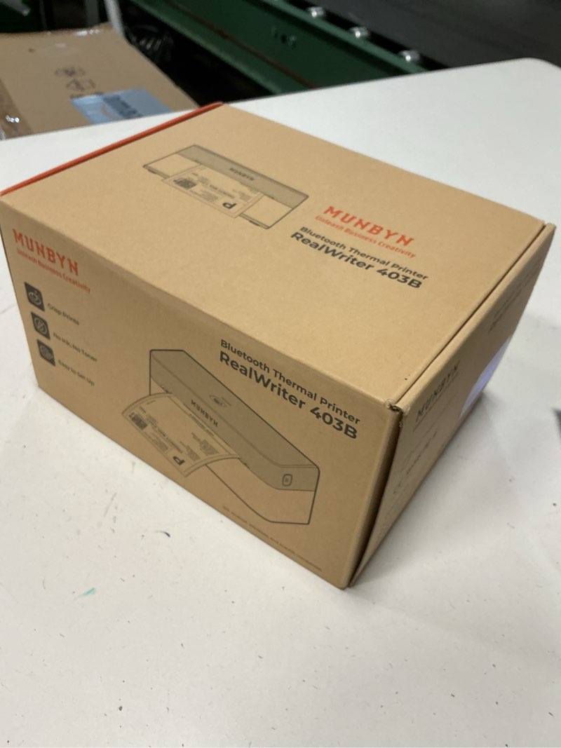 Condition photo showing New/Like New for munbyn bluetooth thermal label printer rw403b, wireless 4x6 shipping label printer for small business, compatible with android, iphone, windows, mac, chromebook, print width 1.57"-4.25" (grey)