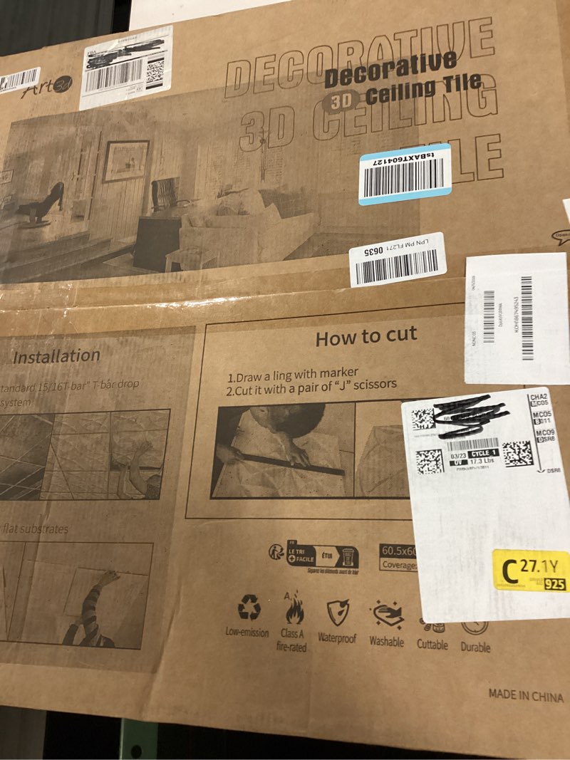 Condition photo showing New/Like New for art3d drop ceiling tiles 24x24 in white (24-pack, 96 sq.ft), wainscoting panels glue up 2x2 24pcs 24"x24" white