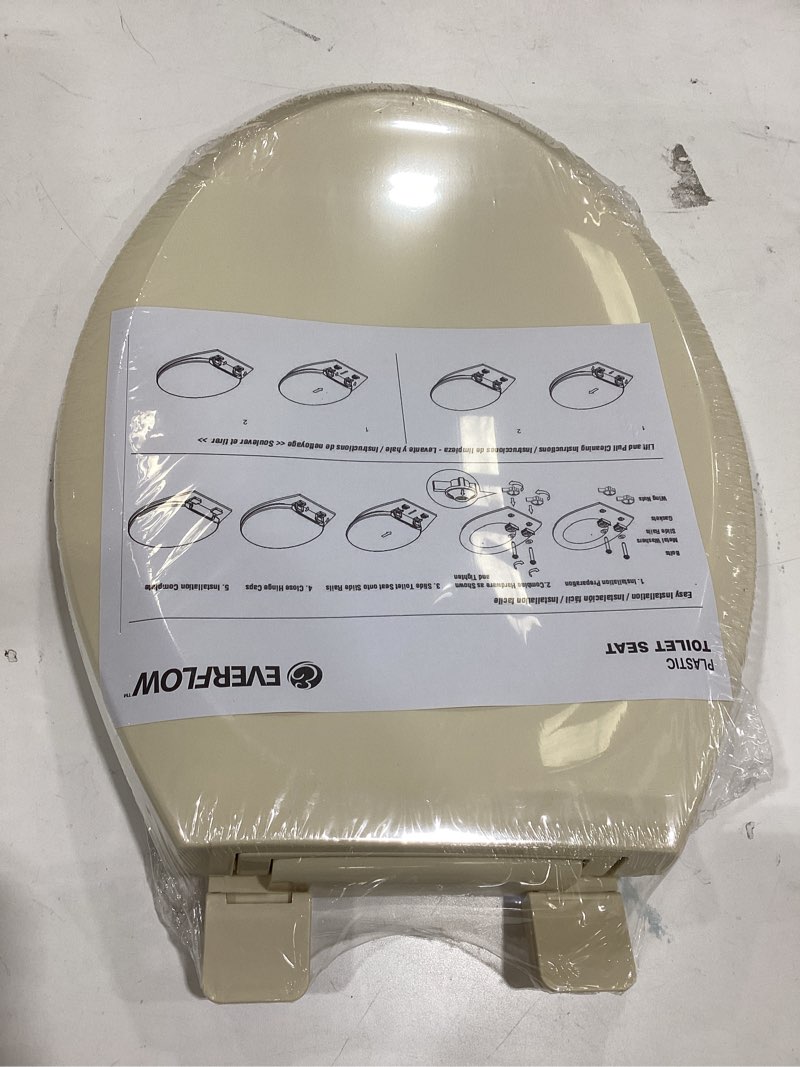 Condition photo showing New/Like New for HIGHCRAFT Premium Elongated Toilet Seat with Slow-Close Design, Adjustable Hinges & Quick Removal Mechanism - Molded Plastic Toilet Seat - Fits Standard Elongated Toilets - Oval Seat in Bone/Beige Elongated Bone