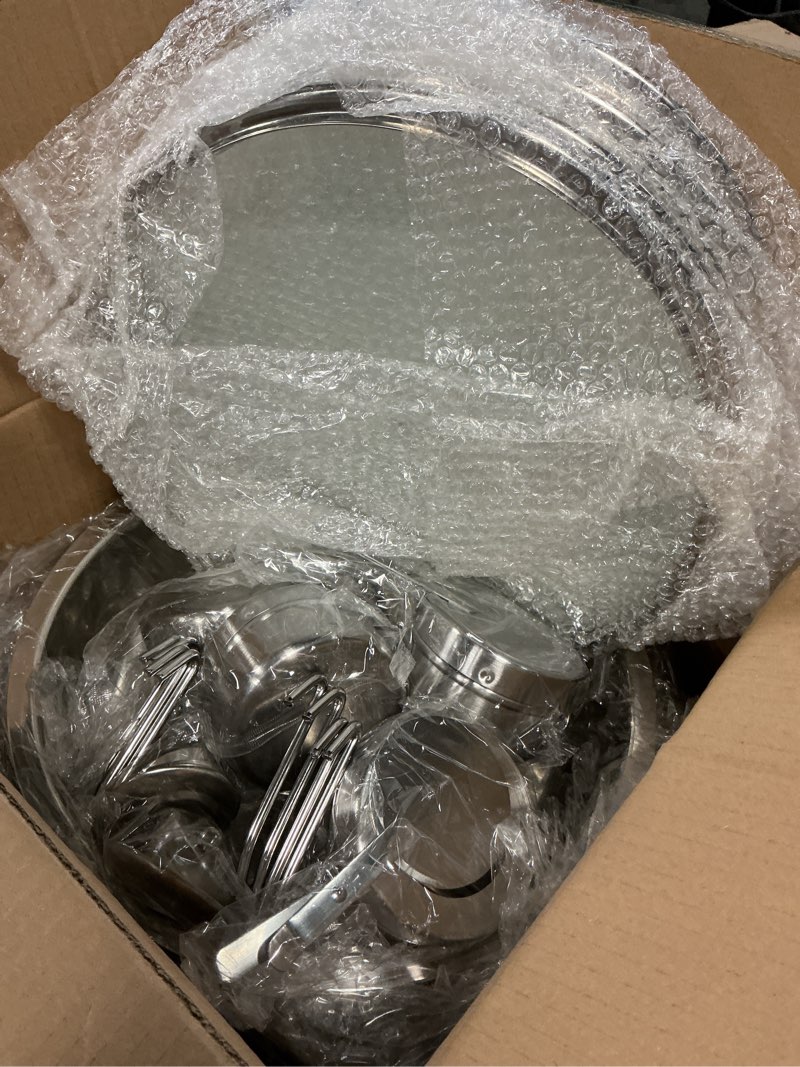 Condition photo showing Good Condition for Chafing Dishes for Buffet Set: 100% Pre-Installed Chafers for Catering - Round Chafing Dish Buffet Set with Lids | Chafers and Buffet Warmers Sets | Serving Food Warmer | Chafers Servers Sets 4 pack