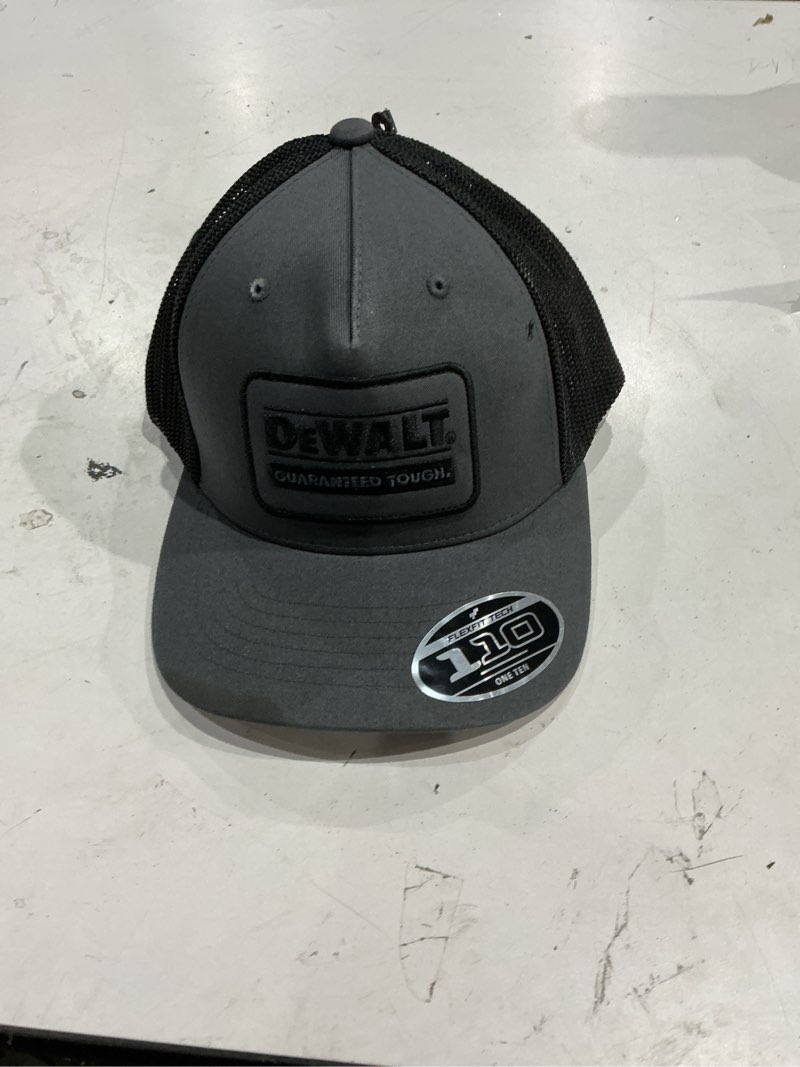 Condition photo showing As Is for men's oakdale patch 1-size grey/black cotton/polyester trucker cap