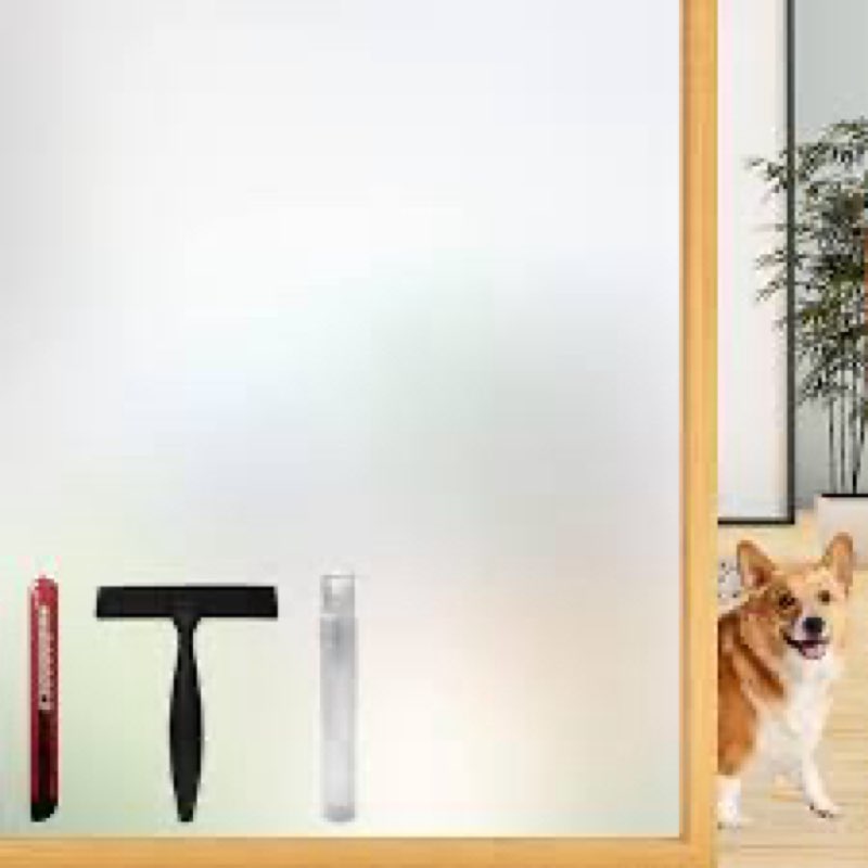frosted glass window privacy film with installation tools, removable, peep-proof, static cling, heat
