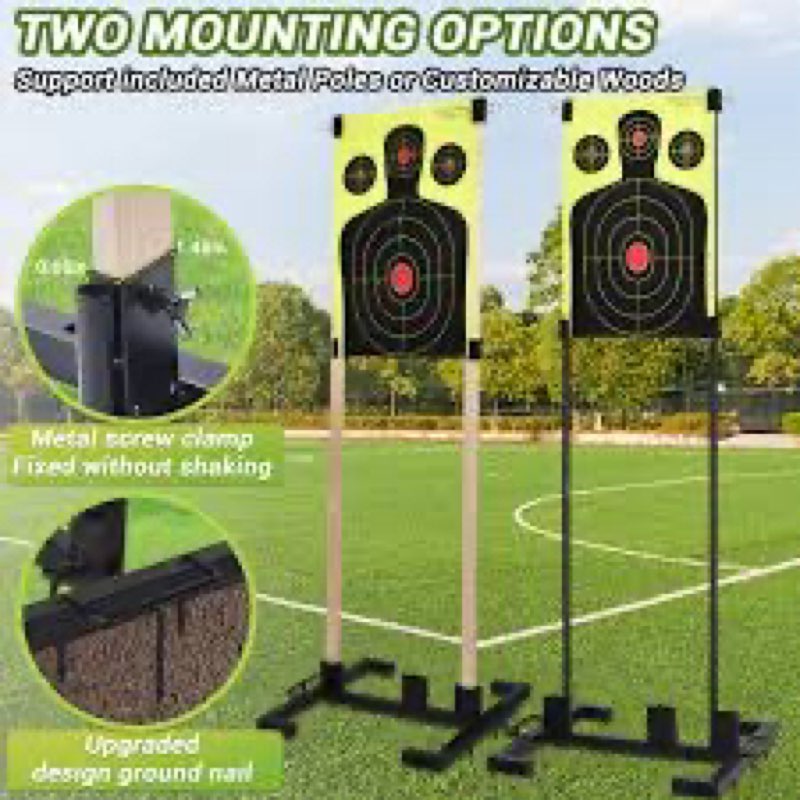 Shooting Target Stand, Heavy Duty Holder with Adjustable Base for Paper Cardboard Silhouettes, Stabl