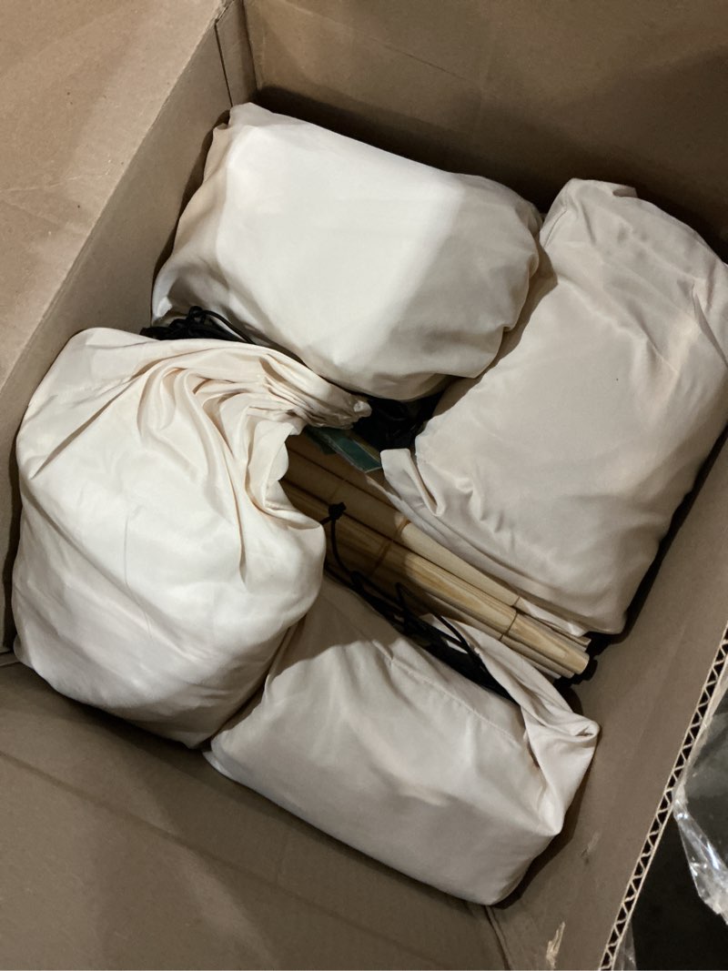 Condition photo showing As Is for Sumbababy 4 Pack Sleepover Tents for Girls Party, Toddler Teepee Tent with Inflatable Airbeds, Boho Indoor Washable & Foldable Slumber Party Tent, White Pompom 4 Pack & Airbed