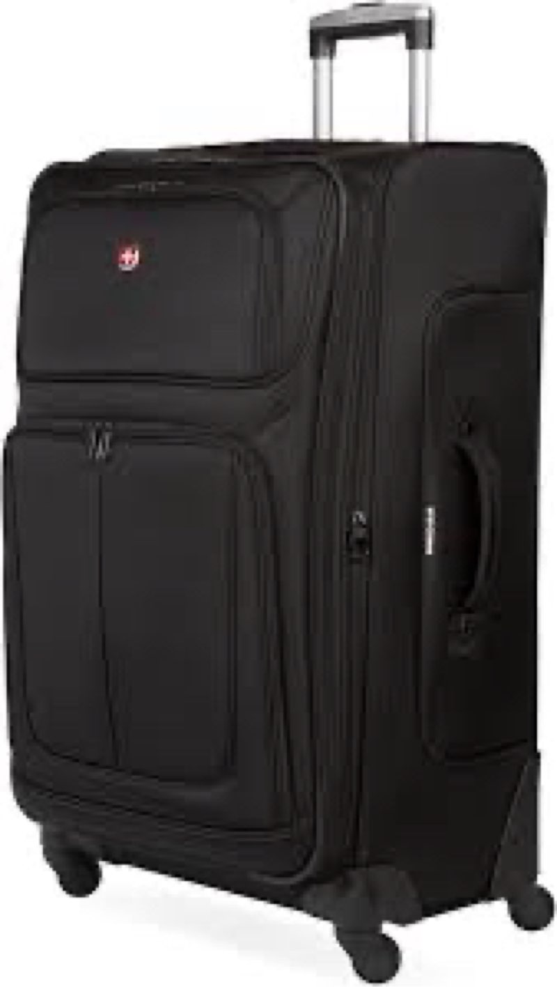 swissgear sion softside expandable spinner luggage durable lightweight travel suitcase, black, checked-large 29-inch