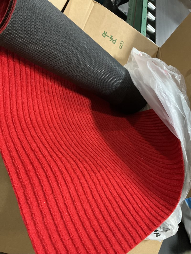 Condition photo showing As Is for (similar)wlwleo entrance door mat for hotel office restaurant mall hallway staircase 3' x 20' commercial non slip floor mats heavy duty striped runner rugs shoe scraper mat,red,0.9×6m